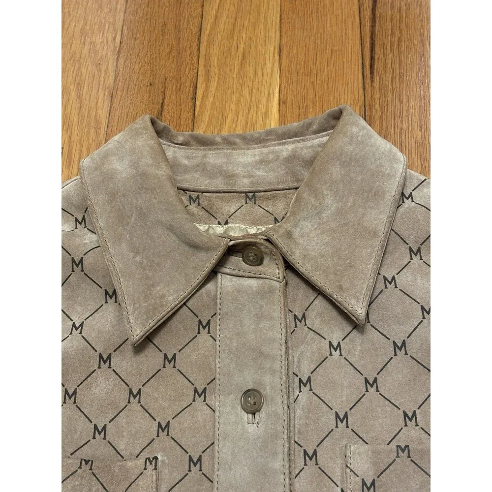 Wilsons Leather Maxima Vintage Monogram Suede Dress Trenchcoat Belted Brown S - Picture 6 of 16